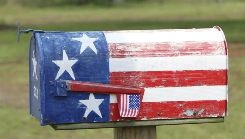 cutie poștală cu steagul Americii